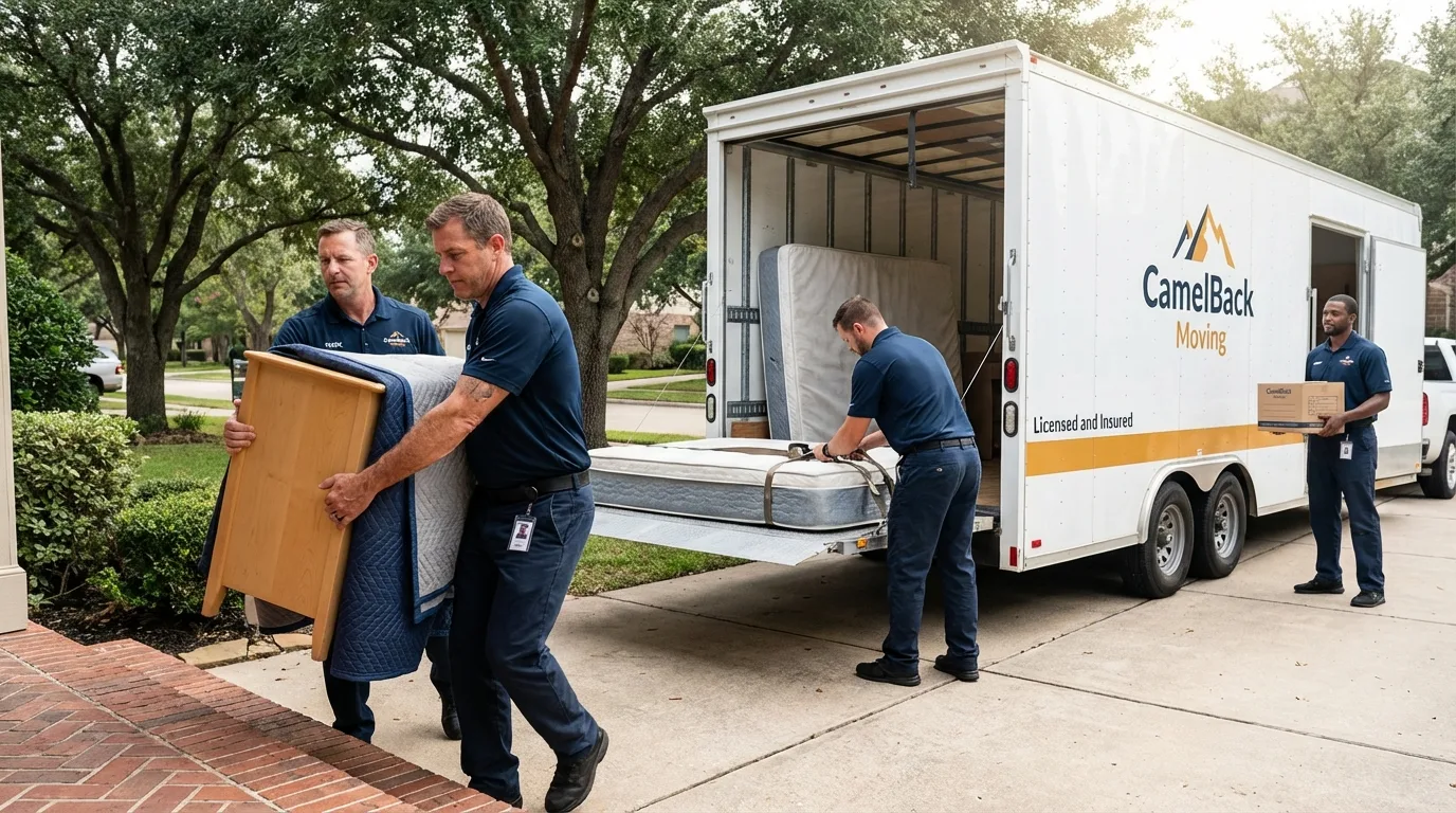 Crew loading residential truck for cross-state move from Dublin, VA