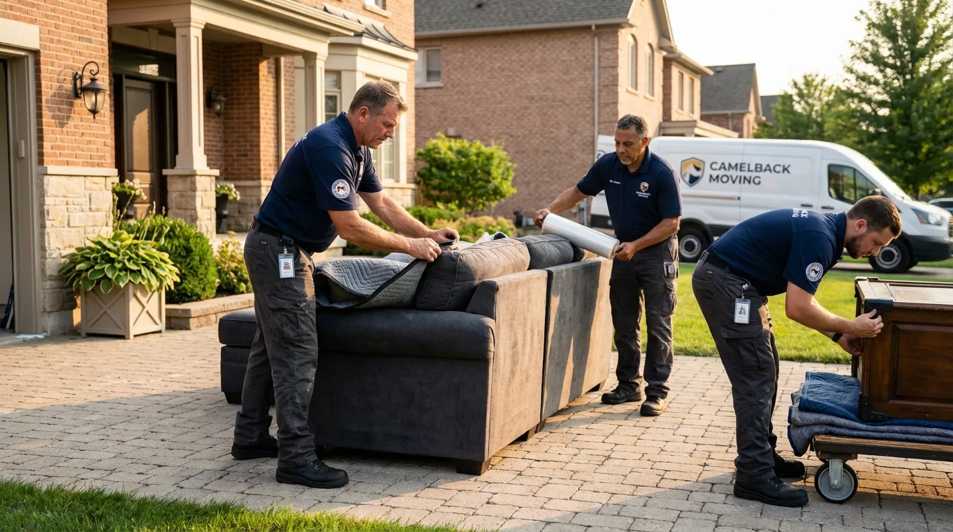 Large estate moving crew wrapping furniture in Dublin, VA
